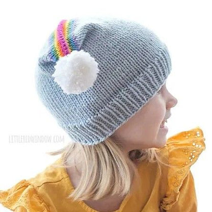 Rainbow Double Pom Pom Hat by Cassandra May