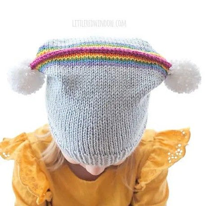 Rainbow Double Pom Pom Hat by Cassandra May